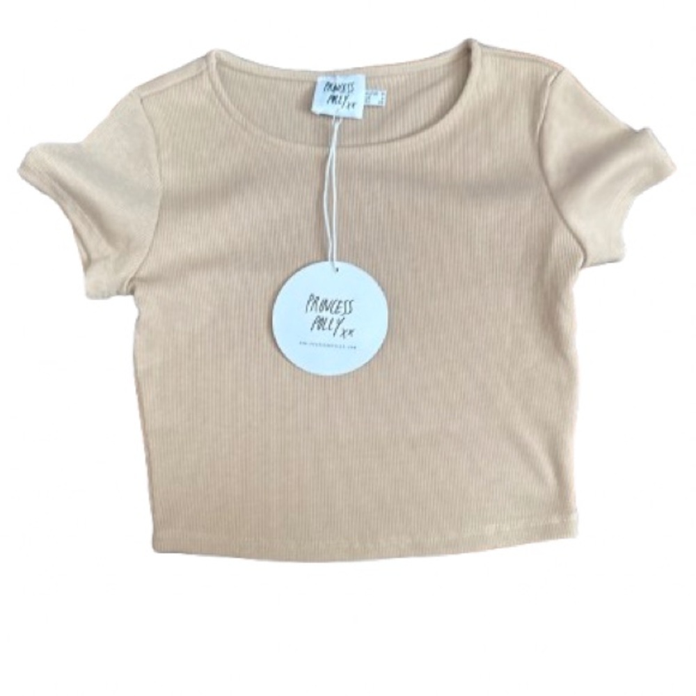 📍Princess Polly Beige Ribbed Crop Top Sz 4 - Picture 6 of 6